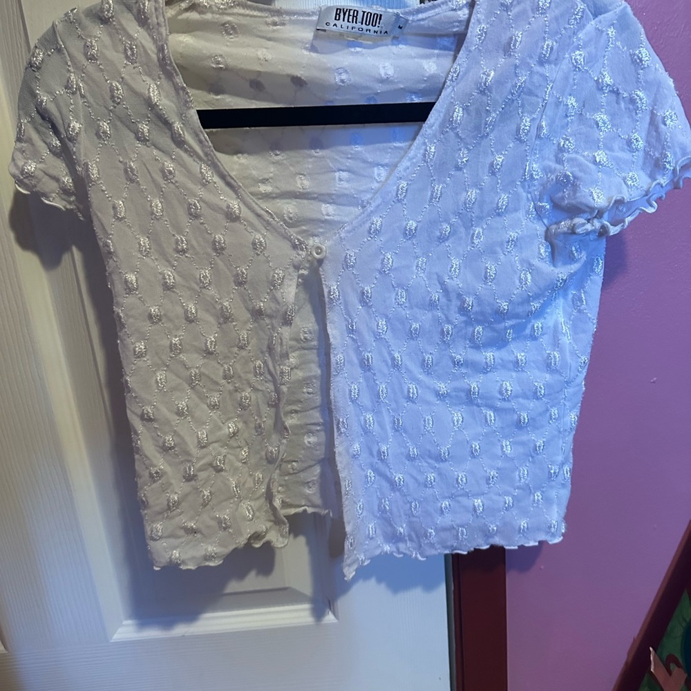 White Textured Women's Top